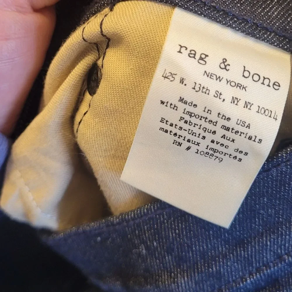 Rag & Bone Tonal Rinse Dark Denim Standard Issue Slim Fit Jeans Men's Size 31